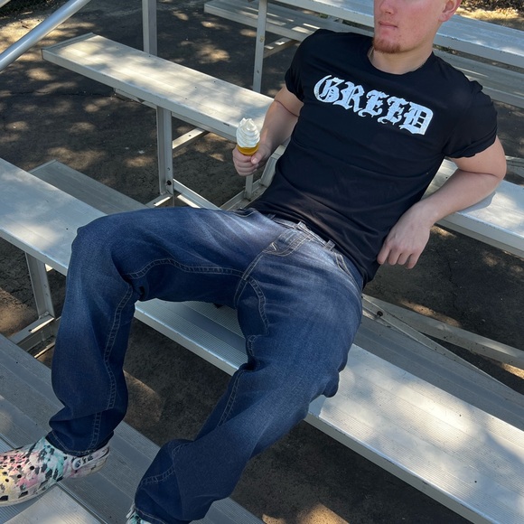 NEW JUICY COUTURE MEN SEVEN 7 SINS GREED SILVER FOIL T SHIRT DEADLY HEAVEN GOD L - Picture 5 of 16